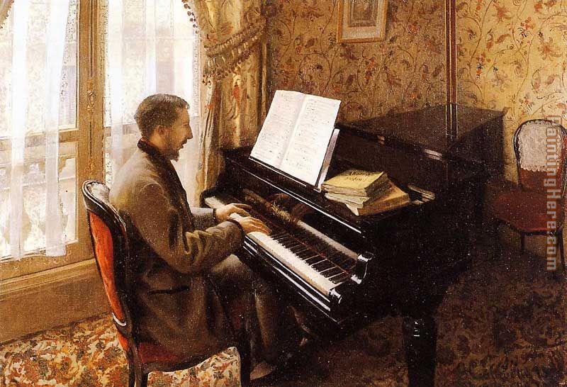 Young Man Playing the Piano painting - Gustave Caillebotte Young Man Playing the Piano art painting
